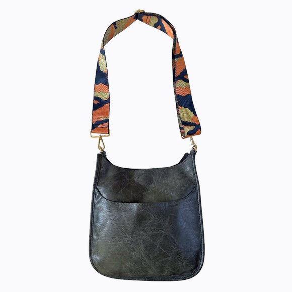 Ahdorned NY Vegan Leather Messenger Bag Charcoal Gray 2 Crossbody Straps Y2K 90s - Picture 1 of 11